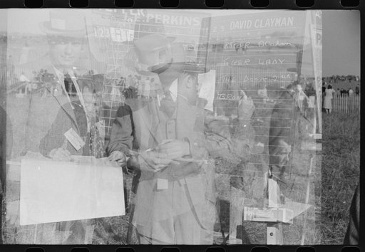 Untitled photo, possibly related to: Bookies taking bets at horse races, Warrenton, Virginia