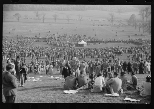 Untitled photo, possibly related to: Spectators picnicking before the Point to Point cup race, of the Maryland Hunt Club, Worthington Valley, near Glyndon, Maryland