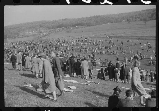 Untitled photo, possibly related to: Spectators picnicking before the Point to Point cup race, of the Maryland Hunt Club, Worthington Valley, near Glyndon, Maryland