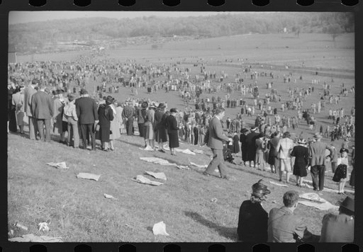 Untitled photo, possibly related to: Spectators picnicking before the Point to Point cup race, of the Maryland Hunt Club, Worthington Valley, near Glyndon, Maryland