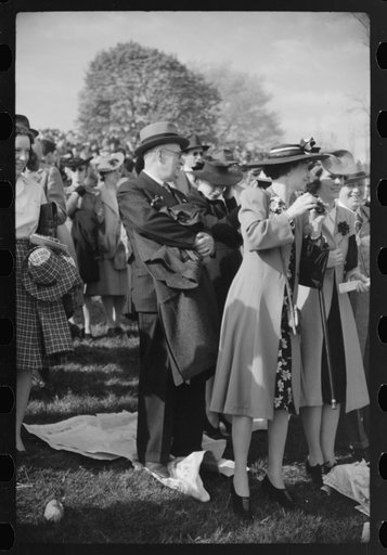 Untitled photo, possibly related to: Spectators picnicking before the Point to Point cup race, of the Maryland Hunt Club, Worthington Valley, near Glyndon, Maryland