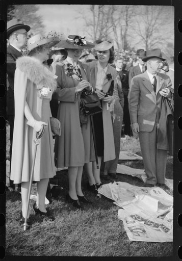 Spectators at the Point to Point cup race, of the Maryland Hunt Club, Worthington Valley, near Glyndon, Maryland
