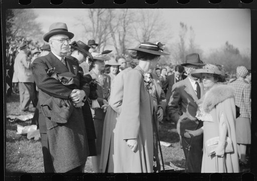 Spectators picnicking before the Point to Point cup race, of the Maryland Hunt Club, Worthington Valley, near Glyndon, Maryland