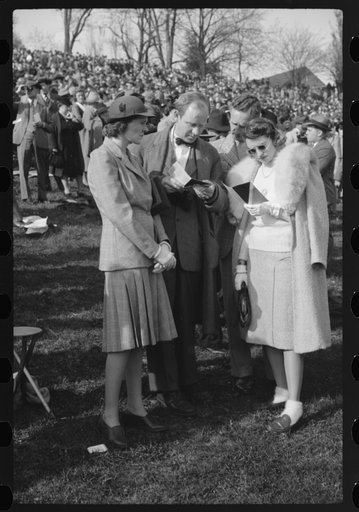 Spectators at the Point to Point cup race, of the Maryland Hunt Club, Worthington Valley, near Glyndon, Maryland