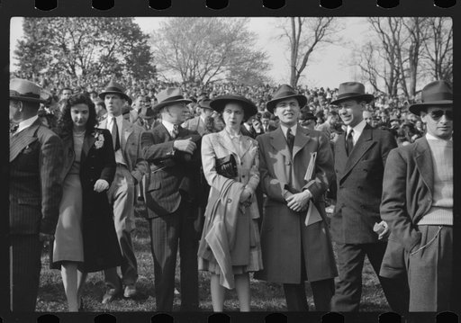 Spectators at the Point to Point cup race, of the Maryland Hunt Club, Worthington Valley, near Glyndon, Maryland