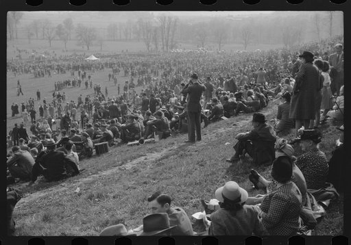 Spectators at the Point to Point cup race of the Maryland Hunt Club. Worthington Valley, near Glyndon, Maryland