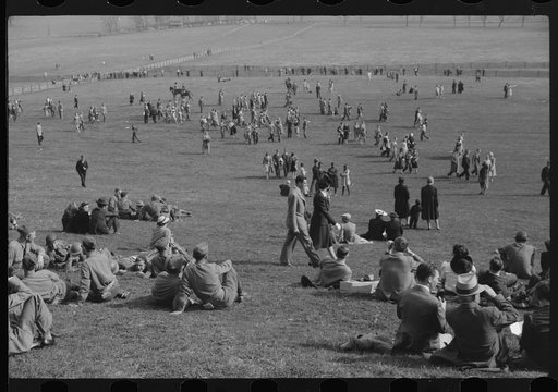 Untitled photo, possibly related to: Spectators at the Point to Point cup race of the Maryland Hunt Club. Worthington Valley, near Glyndon, Maryland