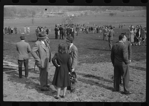 Untitled photo, possibly related to: Spectators at the Point to Point cup race of the Maryland Hunt Club. Worthington Valley, near Glyndon, Maryland