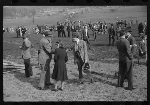 Spectators at the Point to Point cup race of the Maryland Hunt Club. Worthington Valley, near Glyndon, Maryland