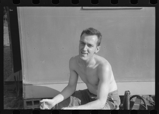 Many defense workers live in a trailer camp, opposite Pratt and Whitney aircraft plant, East Hartford, Connecticut