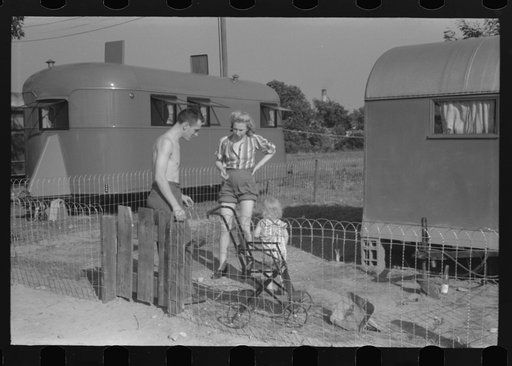 Untitled photo, possibly related to: Trailer camp where many defense workers live opposite Pratt and Whitney aircraft plant, East Hartford, Connecticut