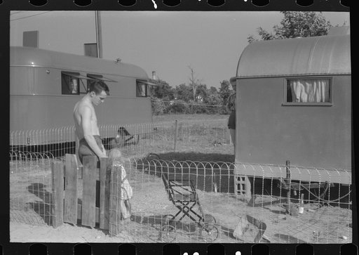 Untitled photo, possibly related to: Trailer camp where many defense workers live opposite Pratt and Whitney aircraft plant, East Hartford, Connecticut