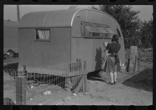 Untitled photo, possibly related to: Trailer camp where many defense workers live opposite Pratt and Whitney aircraft plant, East Hartford, Connecticut