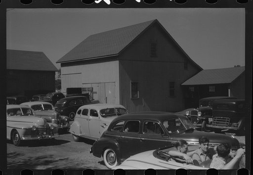 Untitled photo, possibly related to: East Hartford, Connecticut. Congestion outside the Pratt and Whitney United aircraft plant at the afternoon change of shift