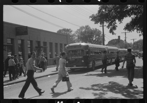 Untitled photo, possibly related to: Workers leaving plant at afternoon change of shift, Pratt and Whitney, United Aircraft, East Hartford, Connecticut