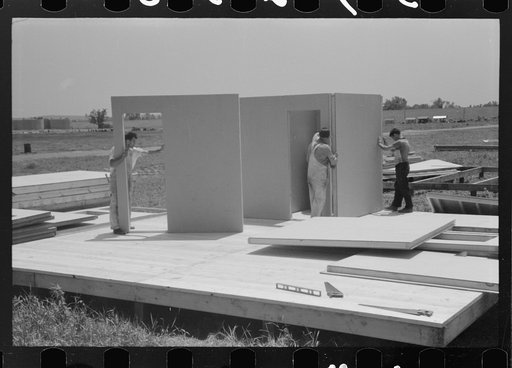 Prefabricated defense housing under contruction, near airport. Hartford, Connecticut. Constructed and managed by FSA (Farm Security Administration)