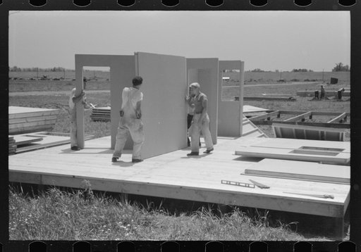 Prefabricated defense housing under contruction, near airport. Hartford, Connecticut. Constructed and managed by FSA (Farm Security Administration)