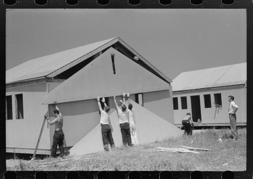 Prefabricated defense housing under construction near airport, Hartford, Connecticut. Constructed and managed by FSA (Farm Security Administration)