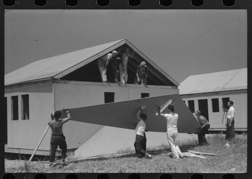 Prefabricated defense housing under construction near airport, Hartford, Connecticut. Constructed and managed by FSA (Farm Security Administration)