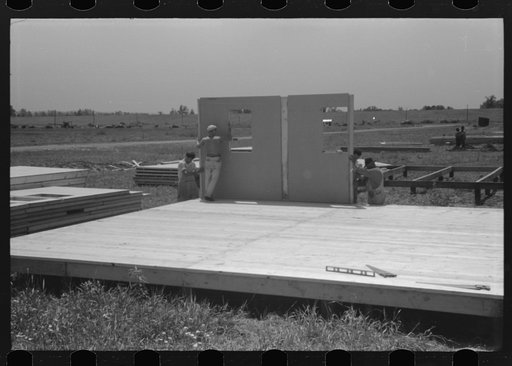 Prefabricated defense housing under construction near airport, Hartford, Connecticut. Constructed and managed by FSA (Farm Security Administration)