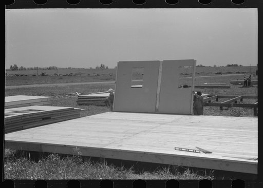 Prefabricated defense housing under construction near airport, Hartford, Connecticut. Constructed and managed by FSA (Farm Security Administration)