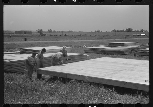 Prefabricated defense housing under construction near airport, Hartford, Connecticut. Constructed and managed by FSA (Farm Security Administration)