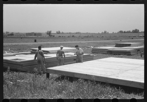 Untitled photo, possibly related to: Prefabricated defense housing under construction near airport, Hartford, Connecticut. Constructed and managed by FSA (Farm Security Administration)