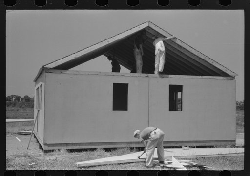Prefabricated defense housing under construction near airport, Hartford, Connecticut. Constructed and managed by FSA (Farm Security Administration)