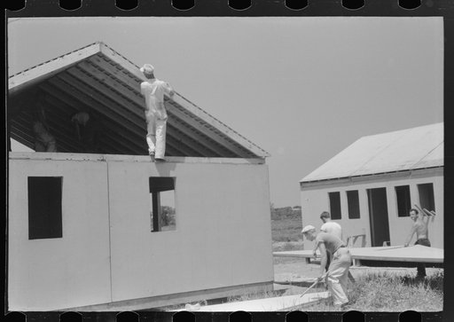 Prefabricated defense housing under construction near airport, Hartford, Connecticut. Constructed and managed by FSA (Farm Security Administration)