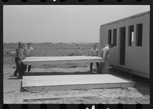 Prefabricated housing under construction near airport, Hartford, Connecticut. Constructed and managed by the FSA (Farm Security Administration