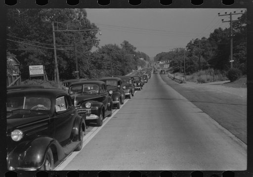 Highway from New York City to the shore. Sunday traffic