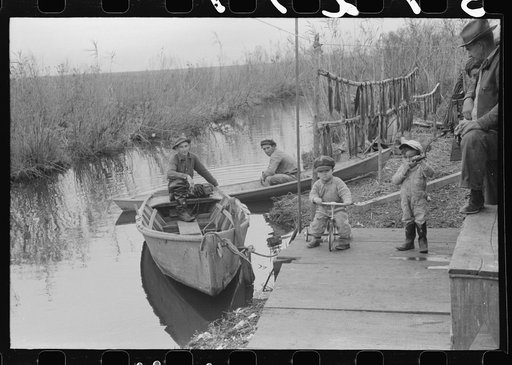 Untitled photo, possibly related to: Spanish muskrat trappers' camp near Delacroix Island, Louisiana