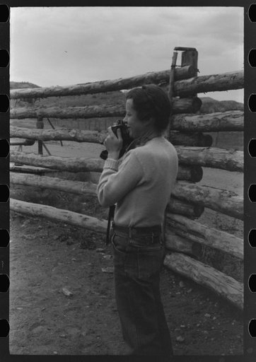 Untitled photo, possibly related to: Dudes learning how to throw a rope, "roping" during a ranch rodeo contest. Brewster Arnold Quarter Circle U Ranch, Birney, Montana