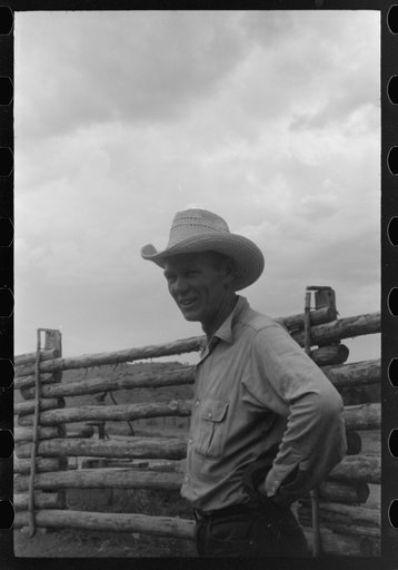 Untitled photo, possibly related to: Dudes learning how to throw a rope, "roping" during a ranch rodeo contest. Brewster Arnold Quarter Circle U Ranch, Birney, Montana