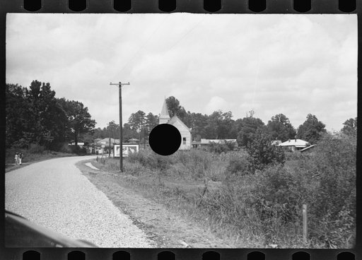Untitled photo, possibly related to: Roadside scene, Alabama. Approach to Moundville