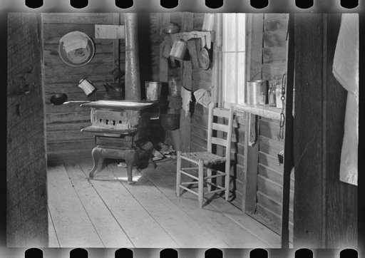 Kitchen in house of Floyd Burroughs, sharecropper, near Moundville, Hale County, Alabama