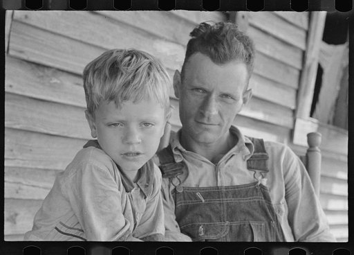 Charles and his father Floyd Burroughs, Alabama cotton sharecropper