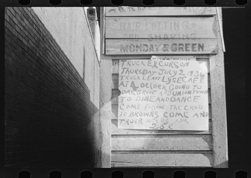 Untitled photo, possibly related to: Excursion sign, Alabama