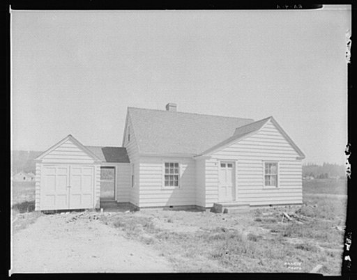 Nearly completed house at Longview Homesteads, Rural Resettlement Administration project. Washington