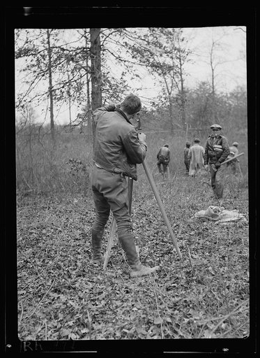 Surveyor at work. Berwyn project, Berwyn, Maryland