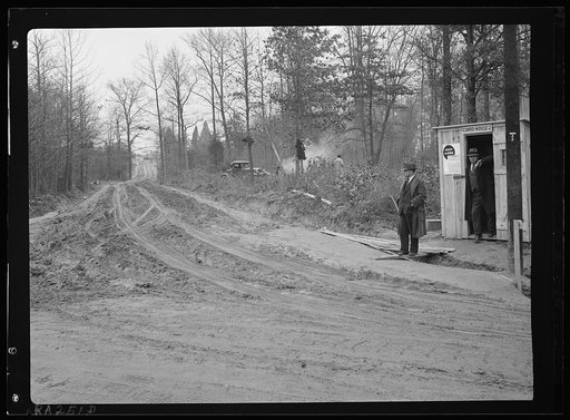 Guardhouse number two and newly built road to Berwyn project, Maryland