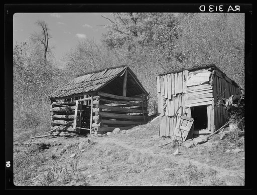Barn and woodshed in Corbin Hollow. Shenandoah National Park, Virginia