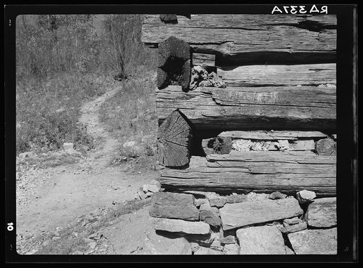 Detail of cabin construction in Corbin Hollow. Shenandoah National Park, Virginia