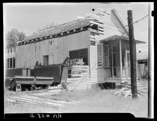 Abandoned amusement hall on a large sugarcane plantation. Plaquemines Parish, Louisiana