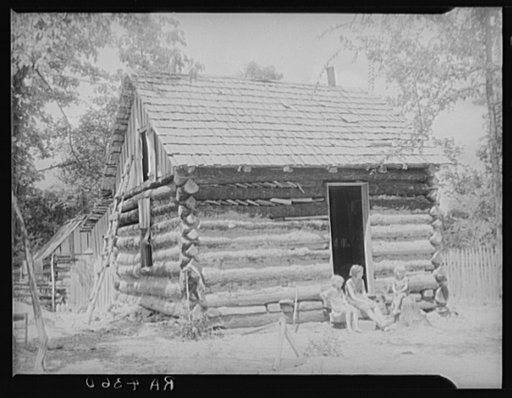 Log cabin constructed by rehabilitation client with the aid of a Resettlement Administration loan. Arkansas