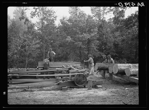 Sawmill. New houses are built with timber cut on the project. Skyline Farms, Alabama