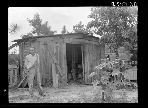 Shack in which rehabilitation client lives before obtaining resettlement loan. Louisiana
