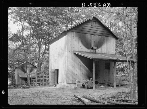 New tobacco barn, constructed through funds advanced by Resettlement Administration. Fuquay Springs, North Carolina