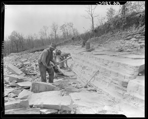 Rock quarry used in construction of Cumberland Homesteads. Crossville, Tennessee