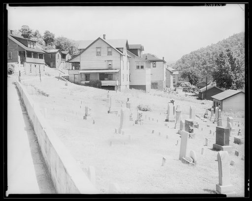 Typical houses. Graveyard in foreground. Rowlesburg, Preston County, West Virginia